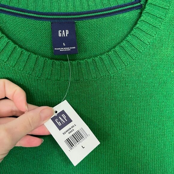 Gap Green Crewneck Long Sleeve Knit Pullover Sweater L - Picture 5 of 8